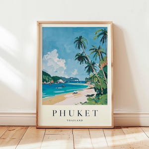 Phuket Poster, Thailand Travel Print, Island Wall Art, Tropical Beach Decor, Southeast Asia Travel Gift, Paradise Island Print