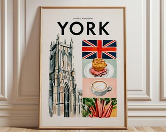 York Travel Poster | United Kingdom City Print | British Landmark Wall Art
