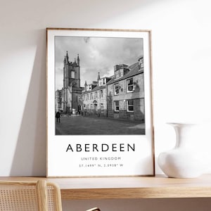 Affiche Aberdeen, impression Ecosse, art mural Aberdeen, affiche paysage urbain, décoration Aberdeen, impression écossaise, impression Aberdeen, art mural écossais