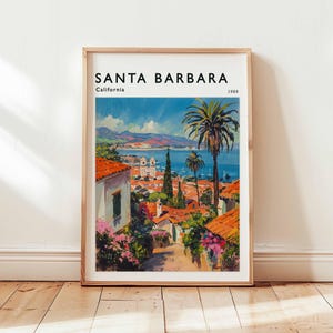 Santa Barbara Poster, California Travel Print, USA Wall Art, Coastal Decor, Santa Barbara Travel Gift, Beach Print, California Travel Art