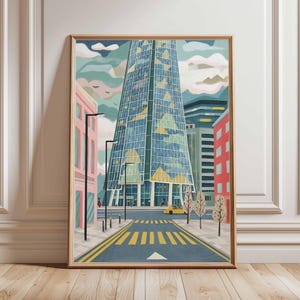 Shard Poster, London Travel Poster, Shard Wall Art, London Skyline Print, UK Landmark Poster, British Architecture Art, Modern London Decor