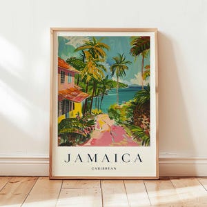 Jamaica Poster, Caribbean Travel Print, Island Wall Art, Tropical Decor, Jamaica Travel Gift, Reggae Culture Print, Caribbean Travel Art