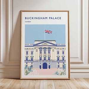 Buckingham Palace Poster, London Travel Poster, Royal Palace Wall Art, Buckingham Print, UK Landmark Poster, British Architecture Art