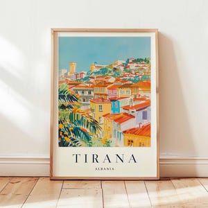 Tirana Poster, Albania Travel Print, Balkan Wall Art, Capital City Decor, European Travel Gift, Cityscape Print, Albania Travel Art