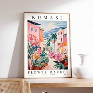 Kumasi Flower Market Poster, Kumasi Print, Ghanaian Floral Wall Art, Kumasi Floral Decor, Botanical Poster, Ghana Art, Africa Travel Print