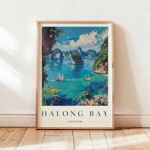 Halong Bay Poster, Vietnam Travel Print, Southeast Asia Wall Art, UNESCO Site Decor,  Limestone Karst Print, Vietnam Travel Art