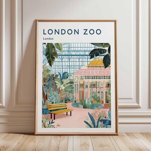 London Zoo Poster, London Travel Poster, Zoo Wall Art, Animal Print London, UK Travel Poster, British Wildlife Art