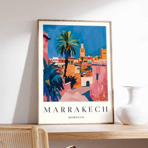 Marrakesch Poster, Marokko Print, Marokkanische Skyline, Wandkunst Marrakesch, Marrakesch Stadt Karte Dekor, minimalistisches Marrakesch Poster, marokkanische Skyline Druck