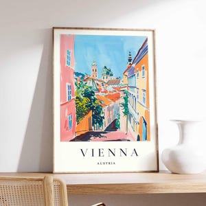 Pôster de Viena, impressão da Áustria, arte de parede de Viena, mapa minimalista da cidade, decoração moderna de Viena, pôster de viagem da Áustria