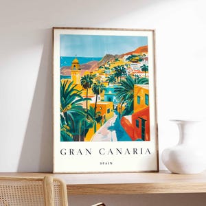 Gran Canaria Poster, Spain Travel Print, Canary Islands Wall Art, Spanish Island Decor, Gran Canaria Beach Poster, Europe Travel Art