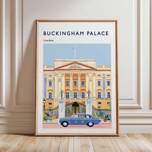 Buckingham Palace Poster, London Travel Poster, Royal Palace Wall Art, Buckingham Print, UK Landmark Poster, British Architecture