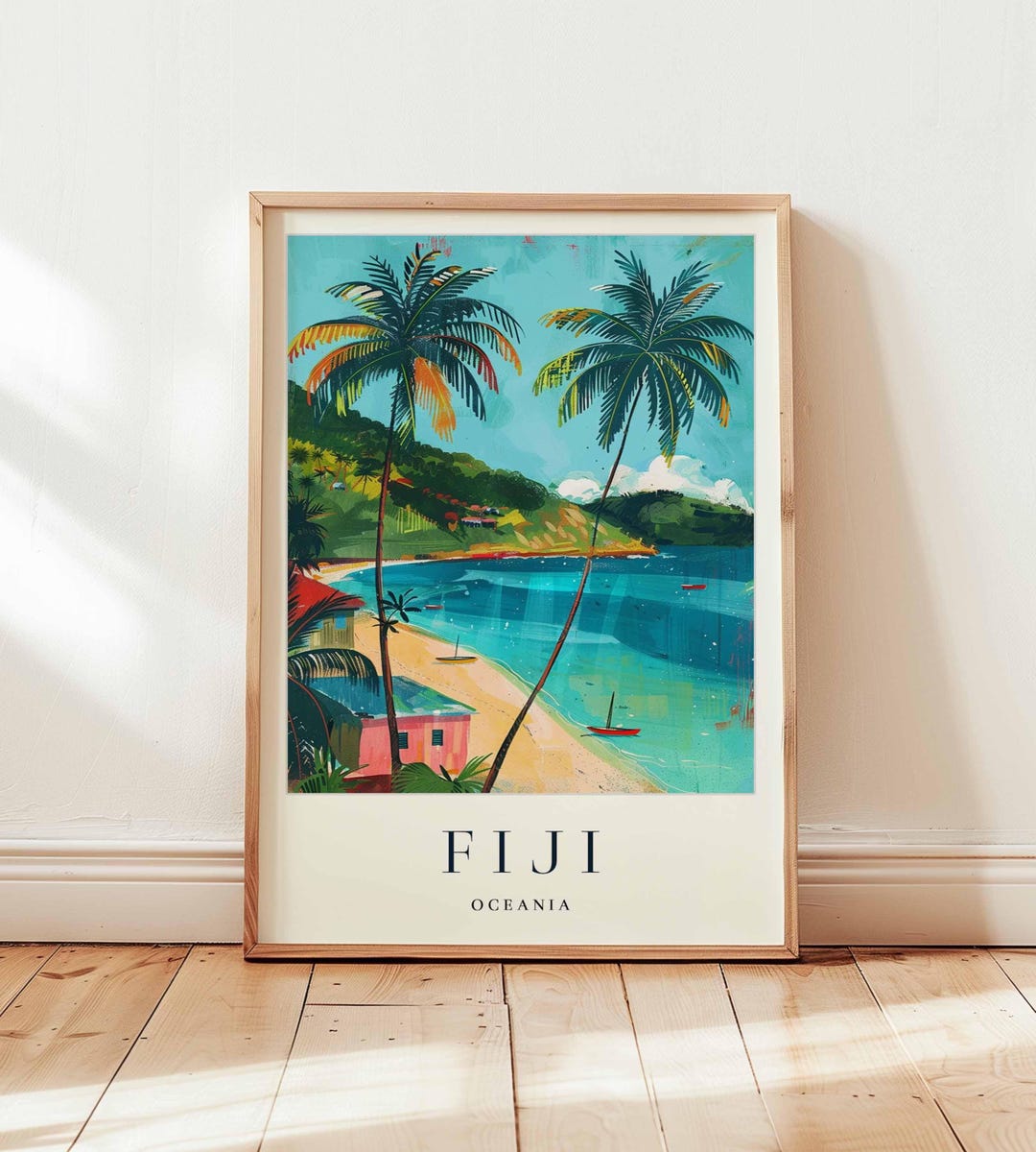 フィジー旅行ポスター：トロピカルアイランドパラダイスウォールアート