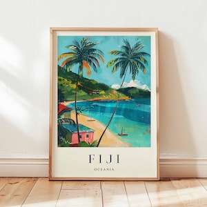 Fiji Poster, Oceania Travel Print, Pacific Island Wall Art, Tropical Decor, Fiji Travel Gift, Beach Paradise Print, Oceania Travel Art