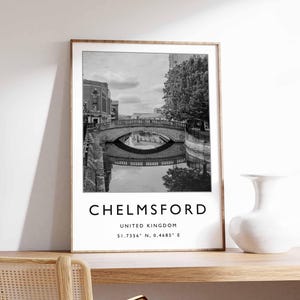 Póster de Chelmsford, impresión de Essex, Chelmsford on the Water, arte mural escénico, póster de pueblo británico, impresión de naturaleza, decoración de Chelmsford