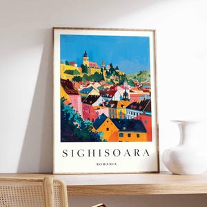 Sighisoara Poster, Romania Travel Print, Transylvania Wall Art, Romanian Town Decor, Sighisoara Citadel Poster, Europe Travel Art