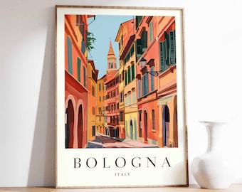 Bologna Italy Travel Poster: Vibrant Italian City Art