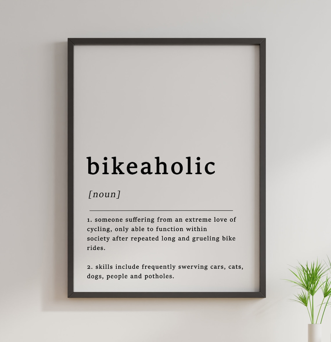 Definition of Bikeaholic Quote Poster Biking Cycling Etsy