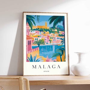 Malaga Poster, Spanien Druck, Malaga Wandkunst, Malaga Stadt Karte Dekor, minimalistisches Malaga Poster, Spanische Skyline Druck, Malaga Reisewandkunst