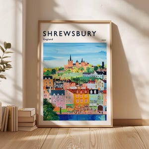 Shrewsbury Poster, UK Print, Shrewsbury Wall Art, Shrewsbury Decor, Shrewsbury Print, Historic Town Art, Shrewsbury Gift