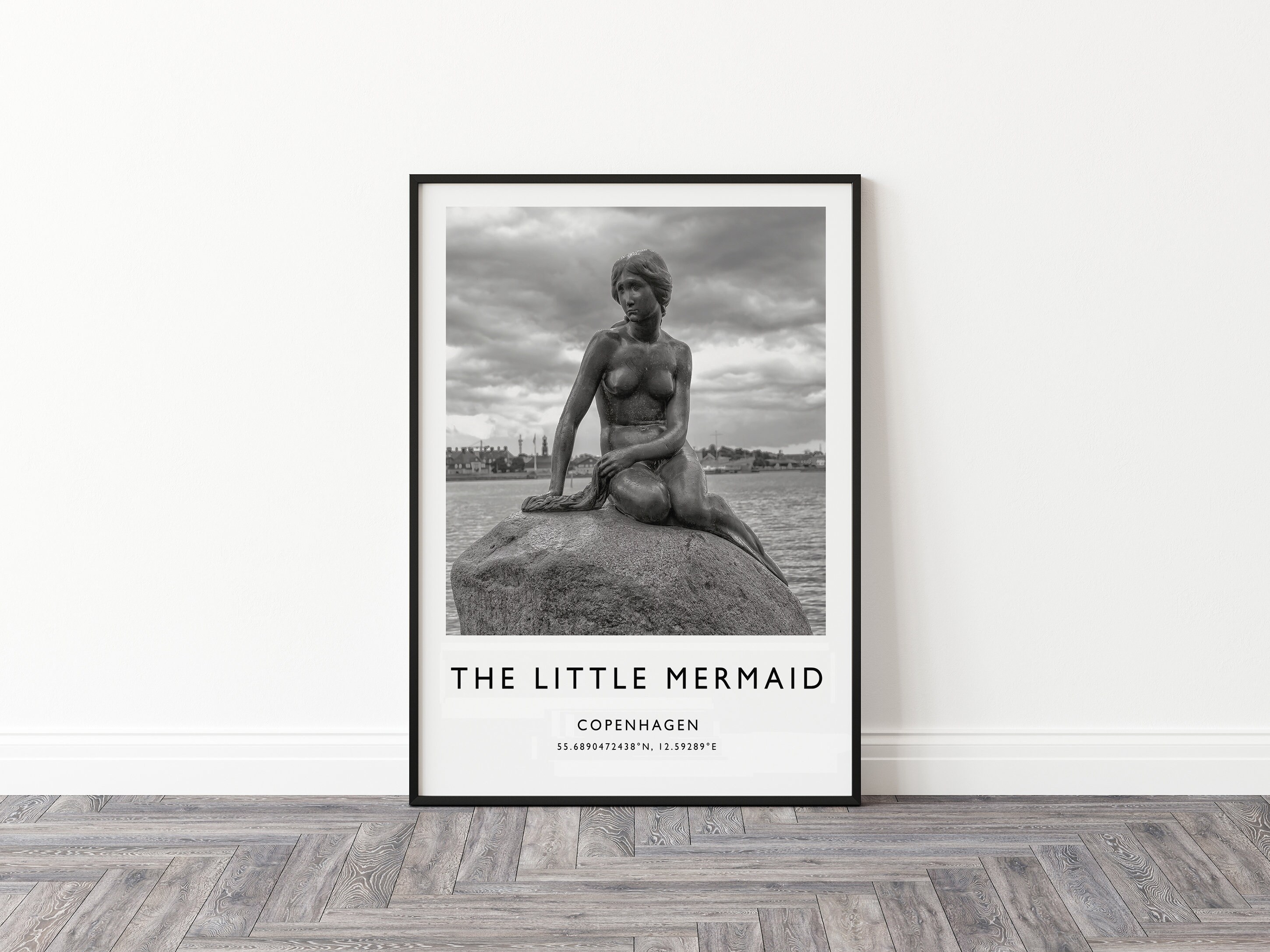 Print kleine zeemeermin Kopenhagen: zwart-wit reisfotografie - Etsy België, image size:2900x2175