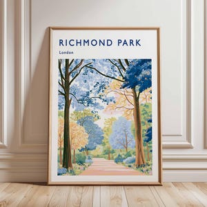 Richmond Park Poster, London Travel Poster, Richmond Wall Art, Deer Park Print, UK Nature Poster, British Landscape Art, London Park Decor