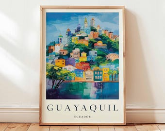 Póster de viaje de Guayaquil, Ecuador: Arte mural de una ciudad costera de Sudamérica