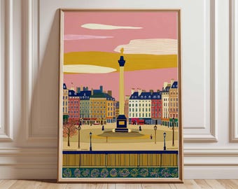 Trafalgar Square Travel Poster: London Landmark Art Print