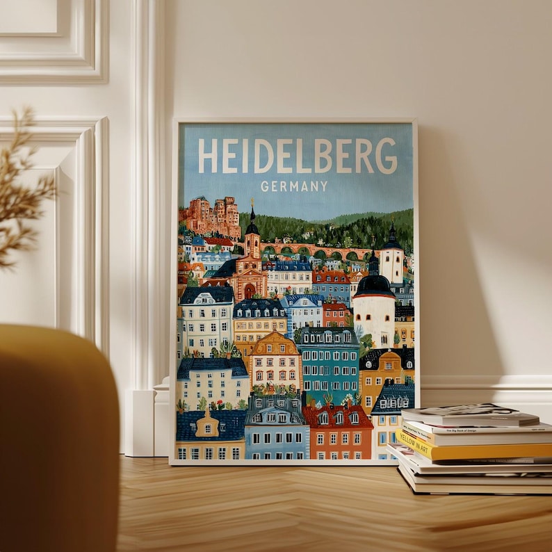 Heidelberg Print | Dense Vertical Cityscape Wall Art | Germany Travel ...