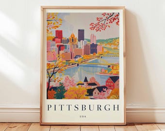 Pittsburgh Cityscape Poster: Steel City Travel Print, Pennsylvania Wall Art
