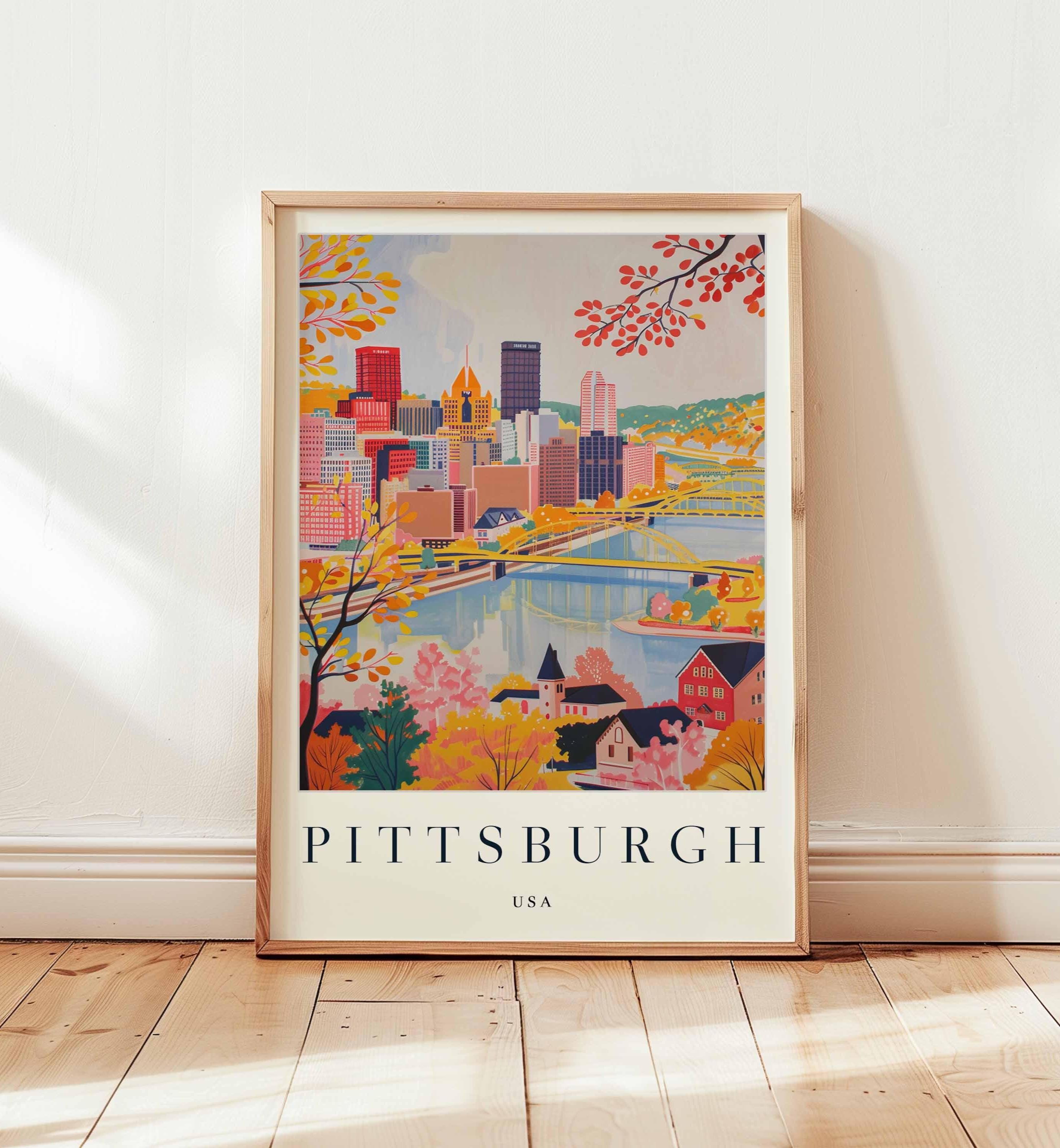 Pittsburgh Cityscape Poster: Steel City Travel Print, Pennsylvania