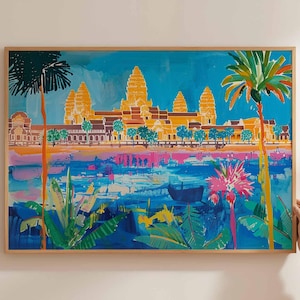 Cambodia Poster, Asia Travel Print, Southeast Asia Wall Art, Cambodian Decor, Angkor Wat Print, Asian Travel Gift, Cambodia Travel Art