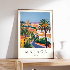 Malaga Poster, Spanien Druck, Malaga Wandkunst, Malaga Stadt Karte Dekor, minimalistisches Malaga Poster, Spanische Skyline Druck, Malaga Reisewandkunst
