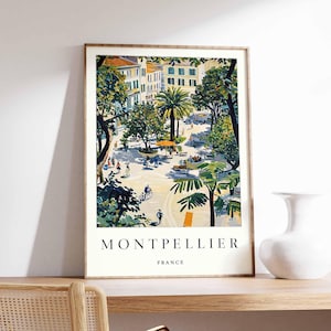 Affiche Montpellier, impression voyage en France, décoration française, affiche de voyage en Europe, art mural européen, cadeau Montpellier, affiche de voyage Montpellier