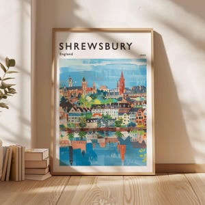 Shrewsbury Poster, UK Print, Shrewsbury Wall Art, Shrewsbury Decor, Shrewsbury Print, Historic Town Art, Shrewsbury Gift