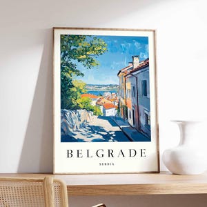Belgrade Poster, Serbia Travel Print, Belgrade Fortress Print, Balkan City Wall Art, Danube River Print, European City Decor