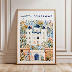 Hampton Court Palace Poster, London Travel Poster, Royal Palace Wall Art, Hampton Court Print, UK Landmark Poster, British Heritage Art