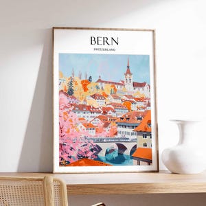 Bern poster, Switzerland poster, Bern wall art, Bern travel print, Switzerland city print, Bern skyline decor, European city posters