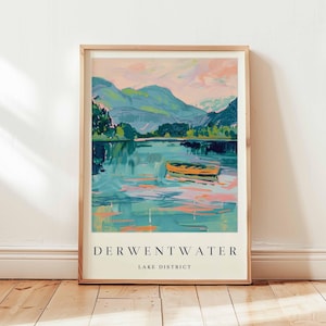 Derwentwater Poster, Lake District Travel Print, Cumbria Wall Art, UK Travel Decor, Landscape Print, Lake District Poster, UK Travel Art
