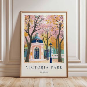 Victoria Park Poster, London Travel Poster, Victoria Park Wall Art, UK Nature Poster, British Landscape Art, London Park Decor