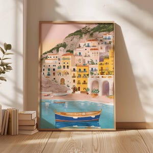 Amalfi Coast Poster, Italy Travel Print, Positano Wall Art, Coastal Home Decor, Mediterranean Art, Italian Landscape Gift