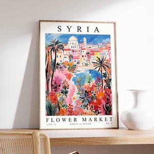 Syria Flower Market Poster, Syria Print, Syrian Floral Wall Art, Syria Floral Decor, Botanical Poster, Levantine Art, Middle East Travel Art
