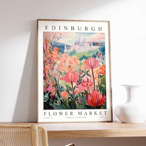 Manifesto del mercato dei fiori di Edimburgo: stampa floreale scozzese