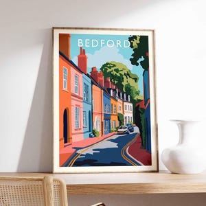 Bedford Poster, UK Print, Bedford Print, Town Wall Art, Bedford Decor, UK City Poster, Bedford Art, Bedford Landscape, Bedford Gift