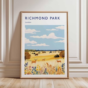 Richmond Park Poster, London Travel Poster, Richmond Wall Art, Deer Park Print, UK Nature Poster, British Landscape Art, London Park Decor