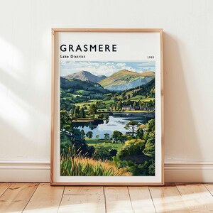 Grasmere Poster, Lake District Travel Print, Cumbria Wall Art, UK Travel Decor, English Village Print, Lake District Poster, UK Travel Art
