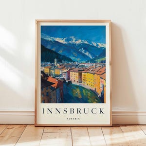 **Innsbruck Poster, Österreich Reisedruck, Alpenstadt Wandkunst, Berg Dekor, **Innsbruck Reisegeschenk, Tirol Druck, Österreich Reisekunst.**