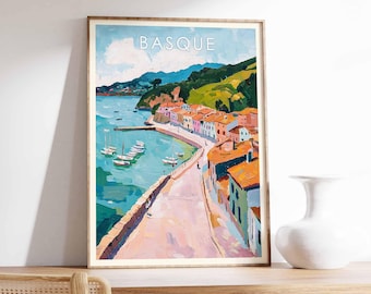 Affiche basque, affiche Espagne, impression basque, art mural espagnol, art mural basque, impression Espagne, déco basque, affiche Pays Basque