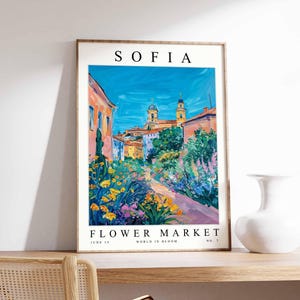 Sofia Flower Market Poster, Sofia Print, Bulgarian Floral Wall Art, Sofia Floral Decor, Botanical Poster, Bulgaria Print, Europe Travel Art
