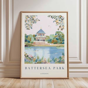 Battersea Park Poster, London Travel Poster, Battersea Wall Art, Thames Riverside Print, UK Park Poster, London Decor Print
