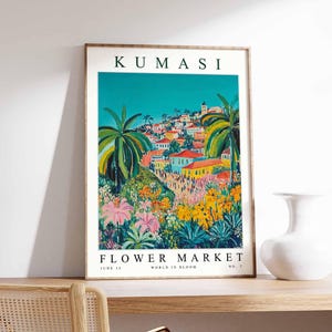 Kumasi Flower Market Poster, Kumasi Print, Ghanaian Floral Wall Art, Kumasi Floral Decor, Botanical Poster, Ghana Art, Africa Travel Print